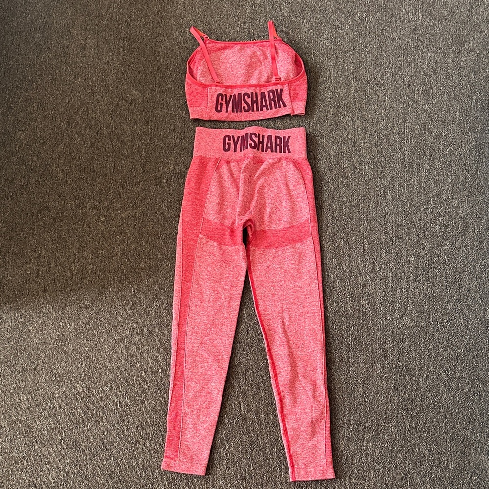 Gymshark Hot Pink Seamless Sports Bra and High-Waisted Leggings Set